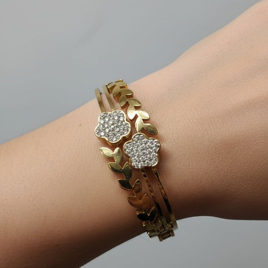 Gold-Plated Stainless-Steel Bracelet with Premium Cubic Zirconia Stones