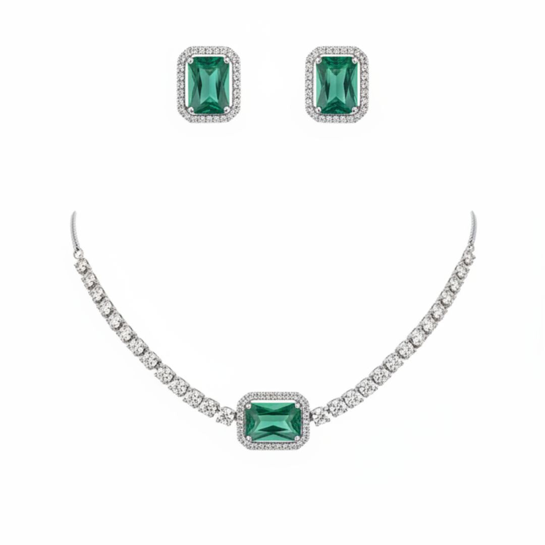 Mint Green AD Stone Choker Necklace for Women