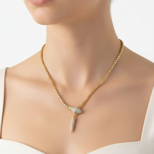Snake Chain Cubic Zirconia Necklace for Women | Fashion Valentine’s Jewelry