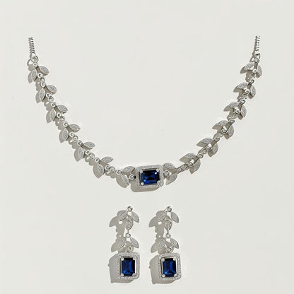 Choker Style AD Stone Necklace for Women | Elegant Silver Finish Jewelry - Sapphire