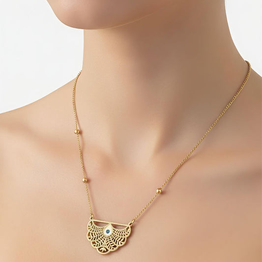 18K Yellow Gold Flower Necklace for Women | Elegant Floral Valentine’s Jewelry