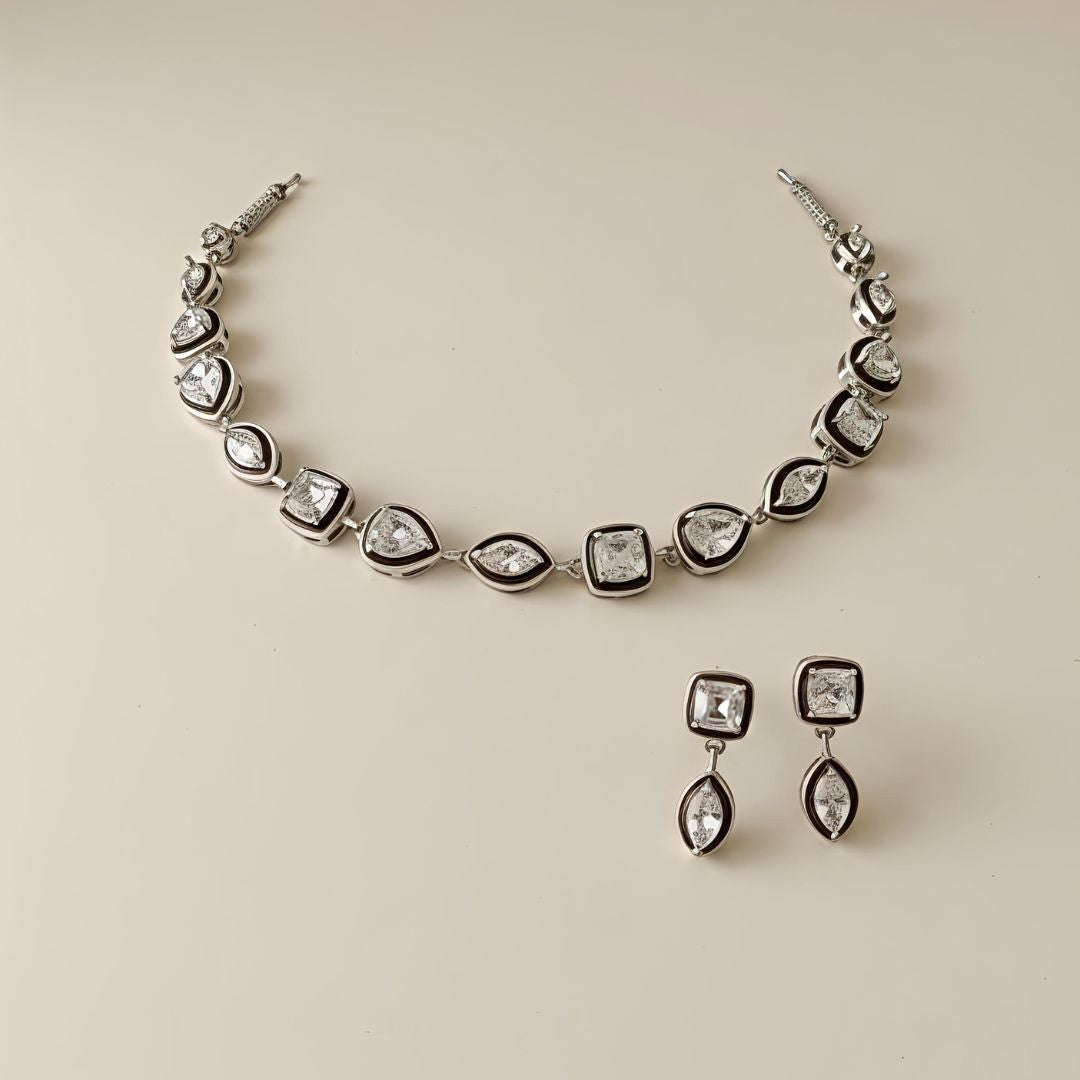 Celebrity Inspired Stone Necklace Set for Women | Glamorous Party Jewelry