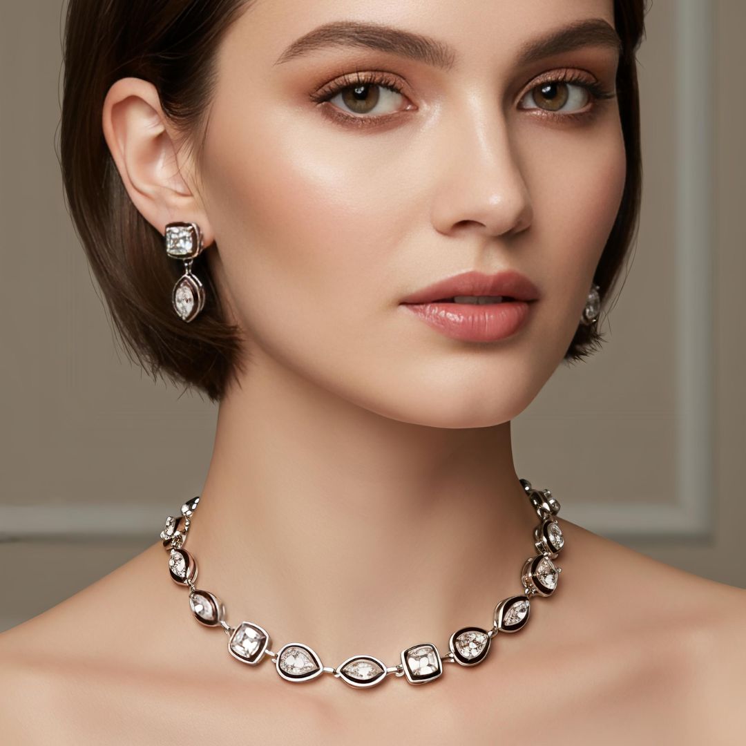 Celebrity Inspired Stone Necklace Set for Women | Glamorous Party Jewelry