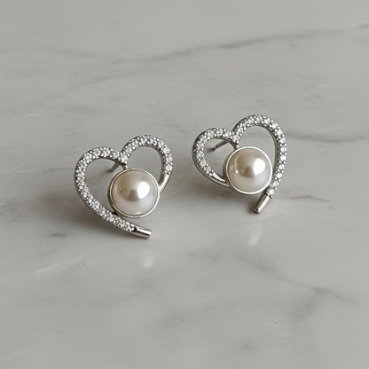 Heart Shape AD Stud Earrings for Women | Delicate Stone Stud Jewelry