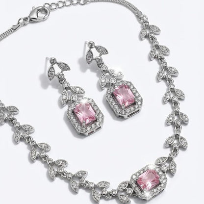 Choker Style AD Stone Necklace for Women | Elegant Silver Finish - Blush Pink 🩷