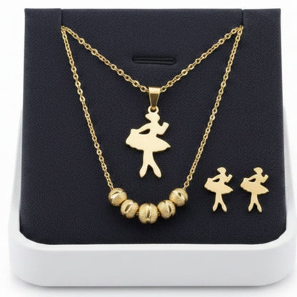 Princess Necklace & Earrings Set | 18K Gold Plated Layered Jewelry | Disney Inspired