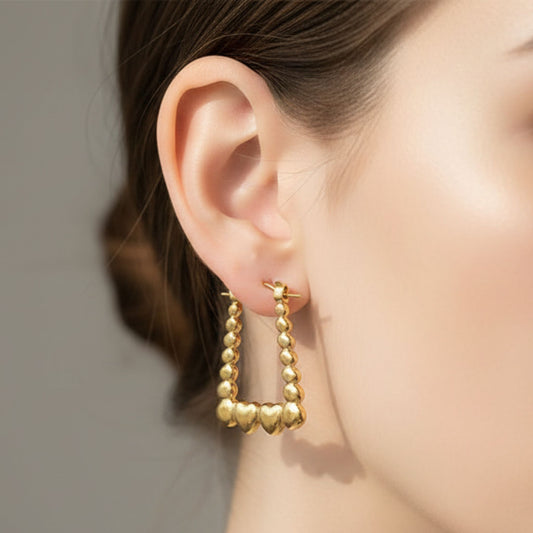 Heart & Square Hoop Earrings