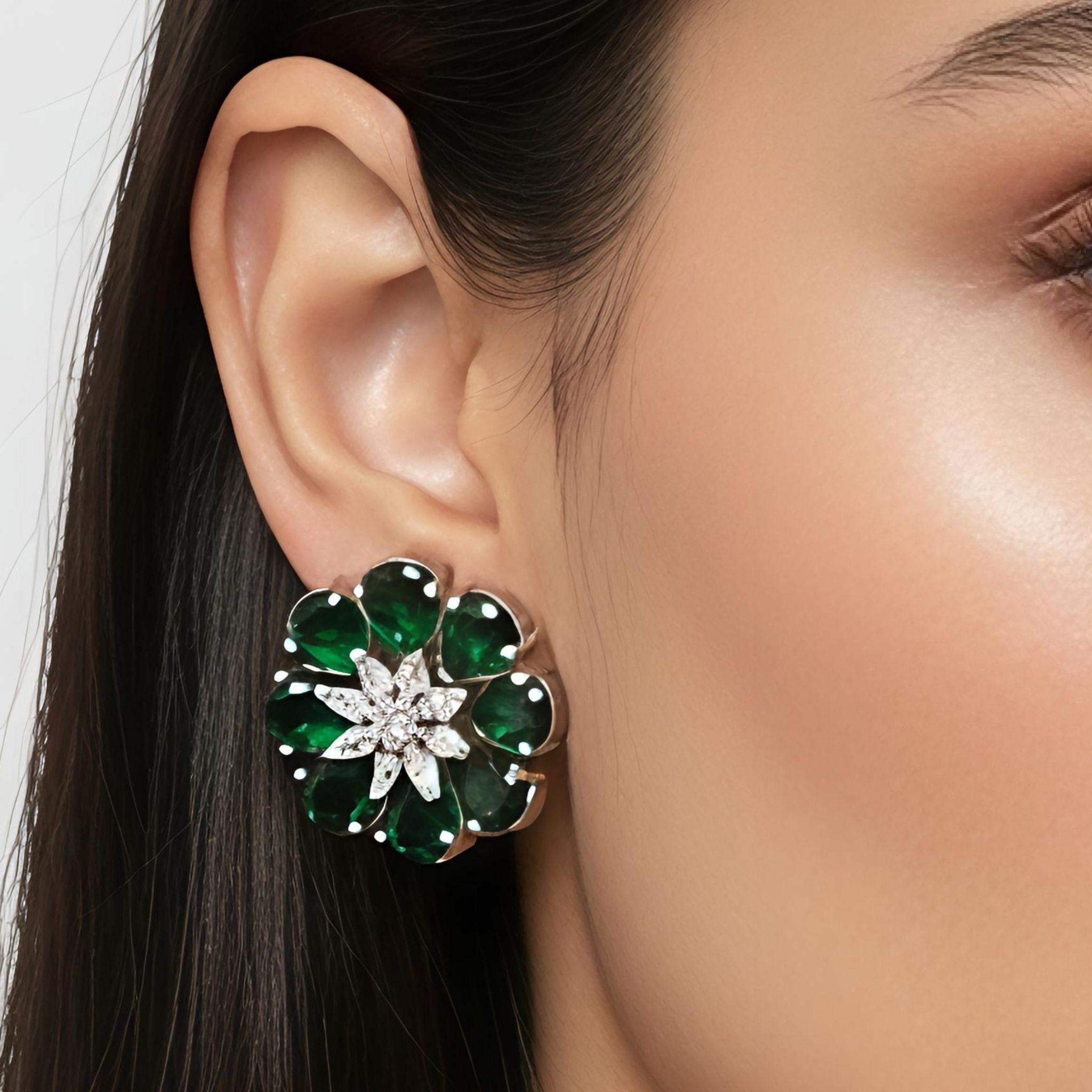 Floral Green Earrings