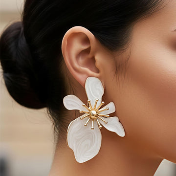 White Floral Earrings