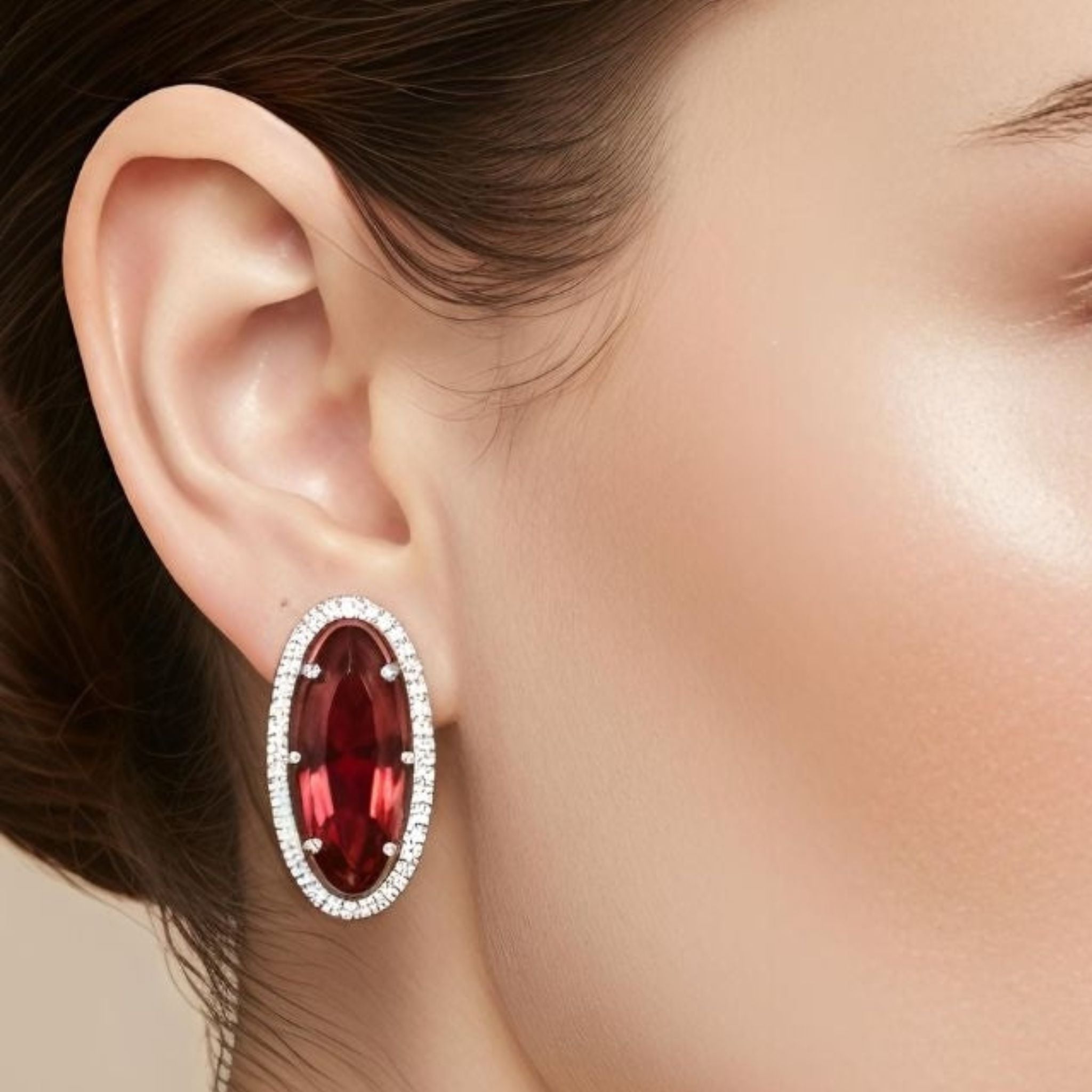Red Oval Minimal Studs