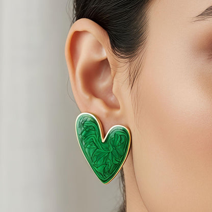 Green Heart Earrings