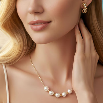 Golden Thread Pearl Necklace Set