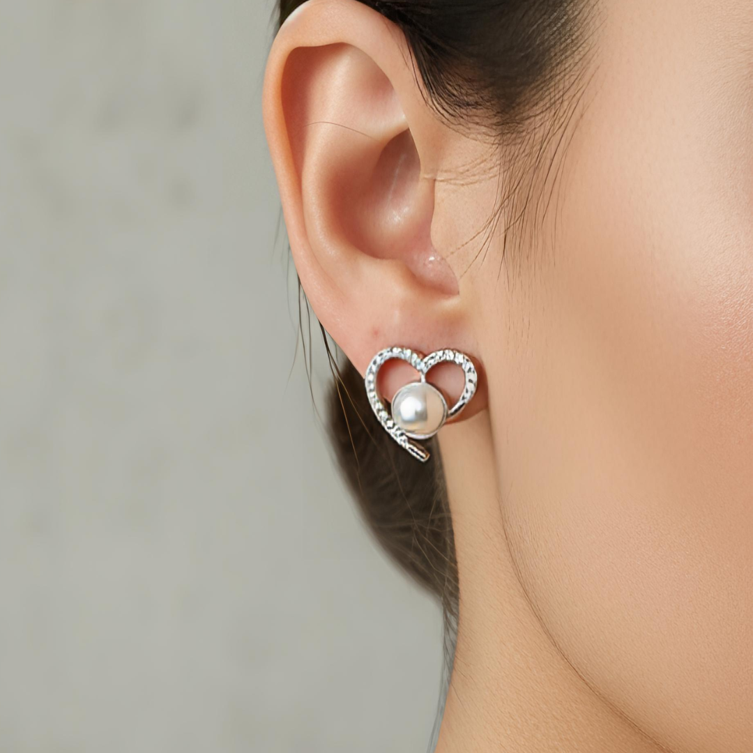 Heart Shape AD Stud Earrings for Women | Delicate Stone Stud Jewelry