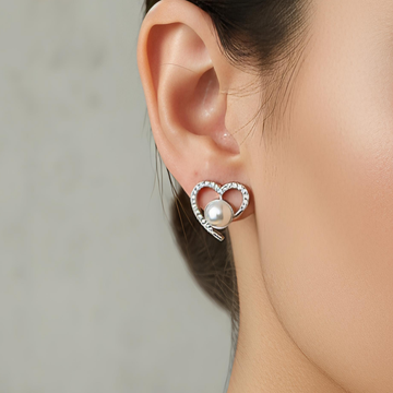 Heart Shape AD Stud Earrings for Women | Delicate Stone Stud Jewelry