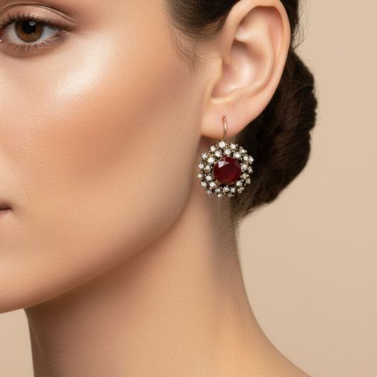 ❤️Scarlet Muse - Red Rhinestone Decor Stud Earrings