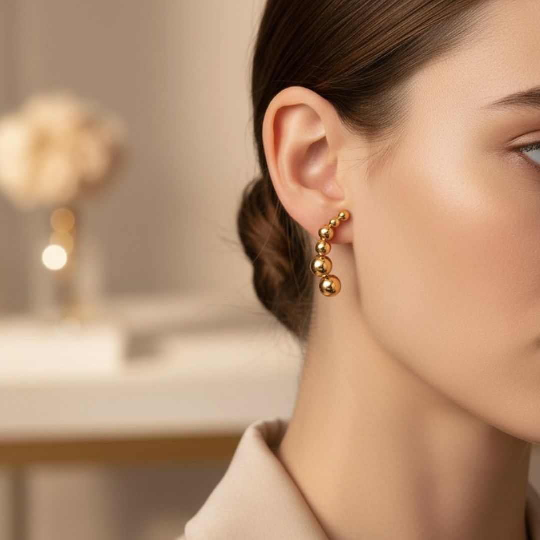 ✨Style Stud - 18K Gold-Plated Pea-Shaped Stainless-Steel Earrings