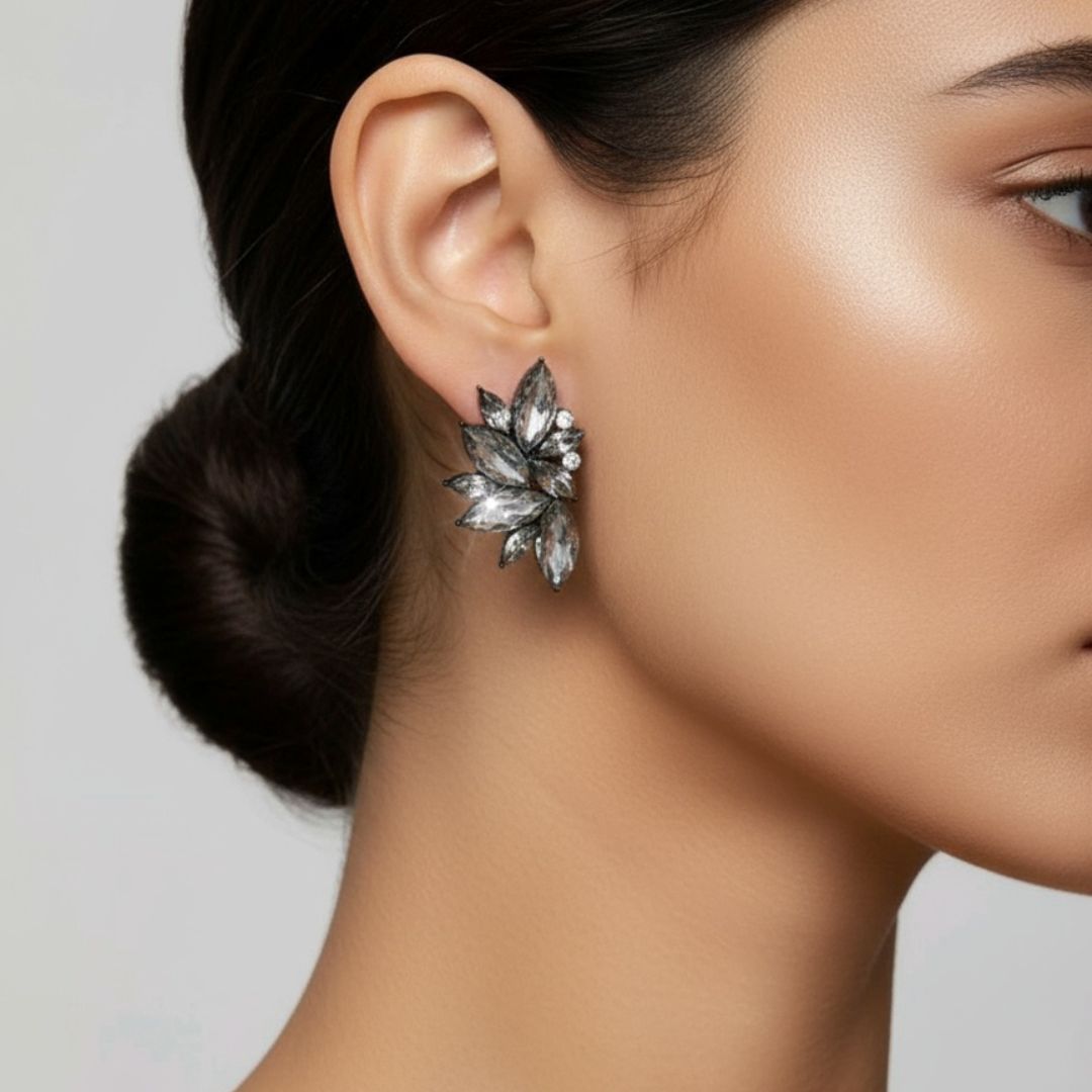 🖤Black Glass Earrings - Bohemian Glass Rhinestone Statement Earrings