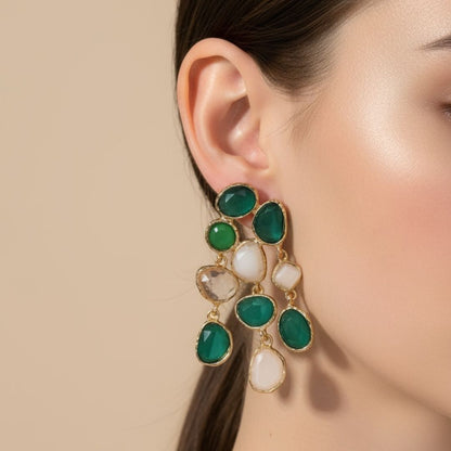 💚🤍Glow Drop - Green & White Glow Punk-Inspired Pendant Earrings