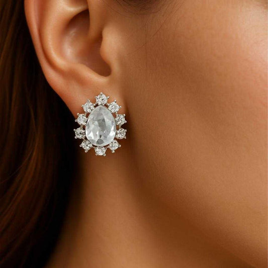 Twinkling Star AD Stud Earrings - Carry a piece of the night sky with Brass AD Starry Stud Earrings – Elegant Everyday Sparkle