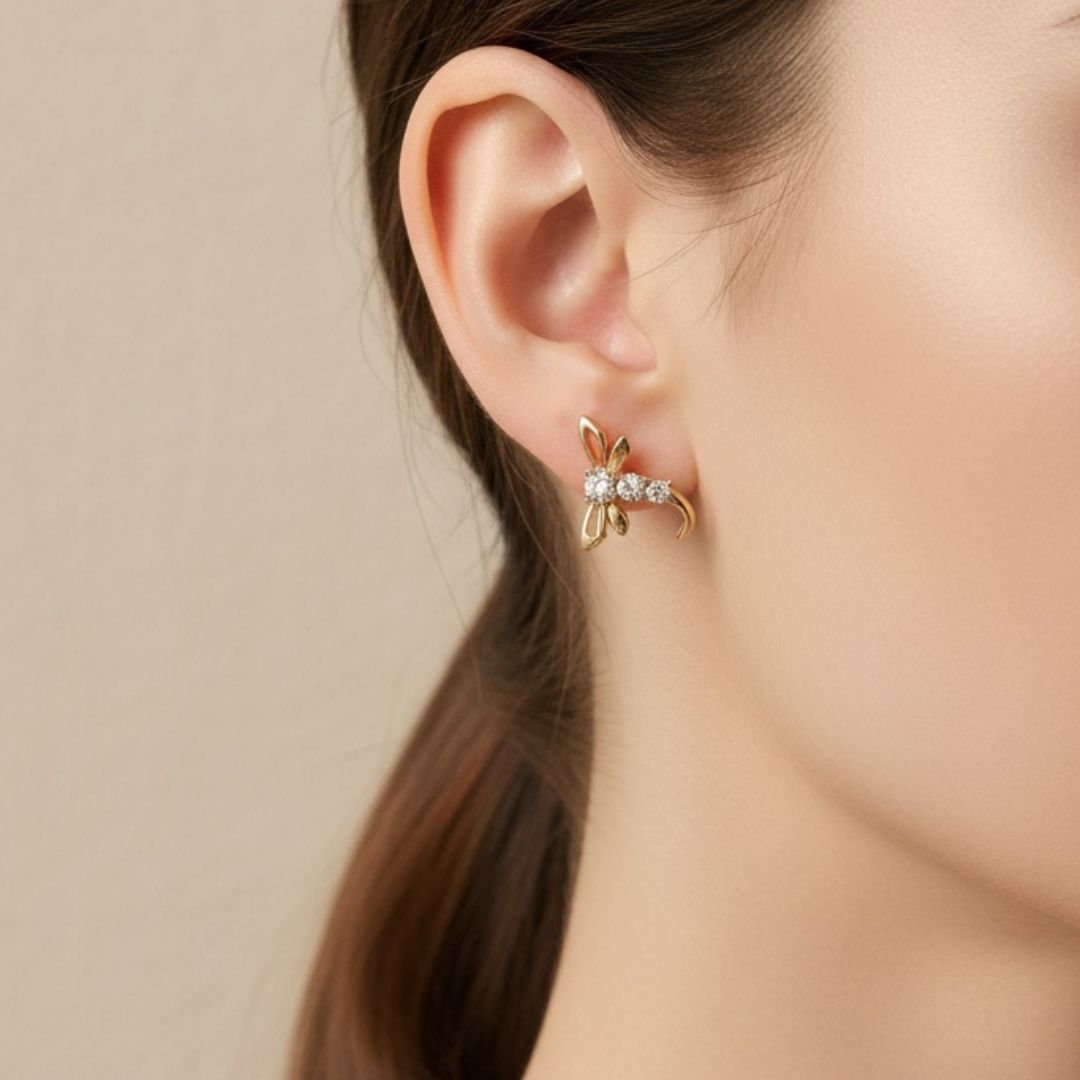 Mini Fly Hoop Earrings – Sparkling Wings of Elegance,, bringing a light, whimsical touch that makes you feel effortlessly free and radiant."