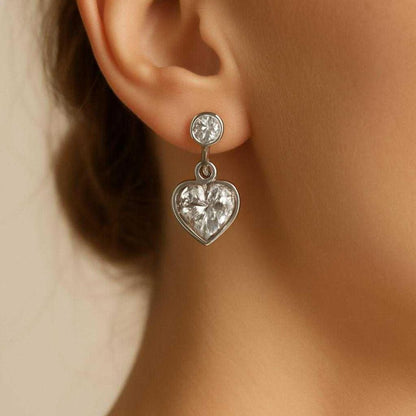 In Your Heart Drop Earrings – Silver Edition | Trendy Silver-Plated Zircon Earrings for Women