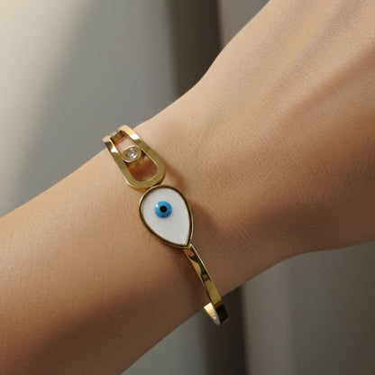 Classic Evil Eye Gold-Plated Stainless-Steel Bangle