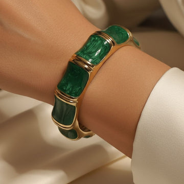 Celebration Green Stainless-Steel Bangle – Vibrant & Trendy
