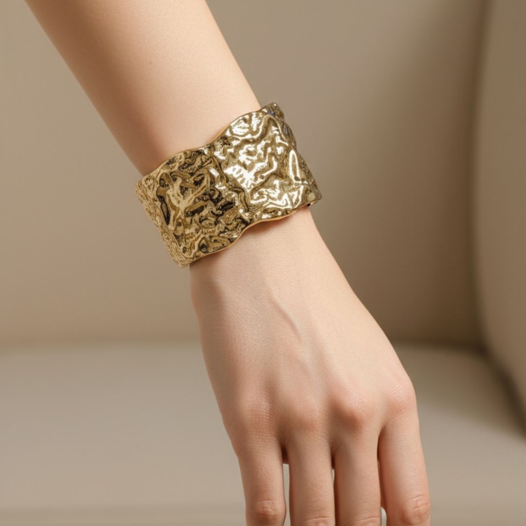 Rugg Stainless-Steel Cuff – Bold, Textured, and Timeless