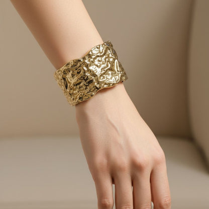 Rugg Stainless-Steel Cuff – Bold, Textured, and Timeless