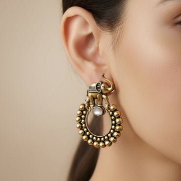 Elephant-Inspired Traditional Earrings – Lightweight & Ethnic