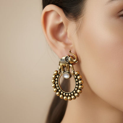 Elephant-Inspired Traditional Earrings – Lightweight & Ethnic