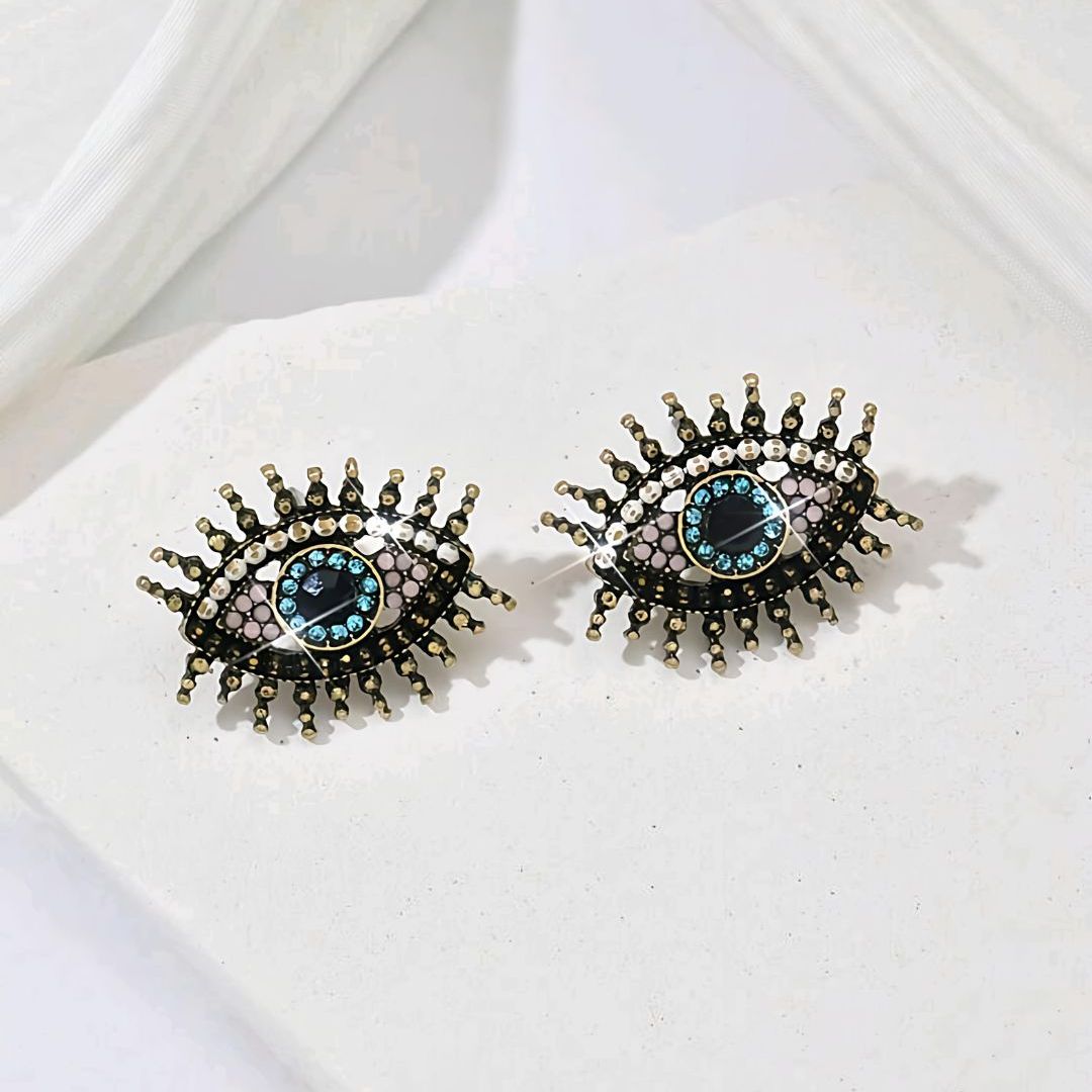 Antique Evil Eye Earrings for Women | Protective Studded Jewelry