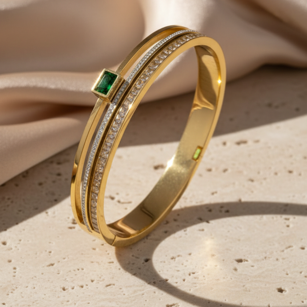 Green Beaded Bangle