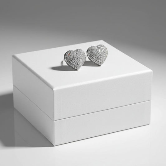 Cubic Zirconia Heart Stud Earrings for Women | Valentine’s Edition Jewelry