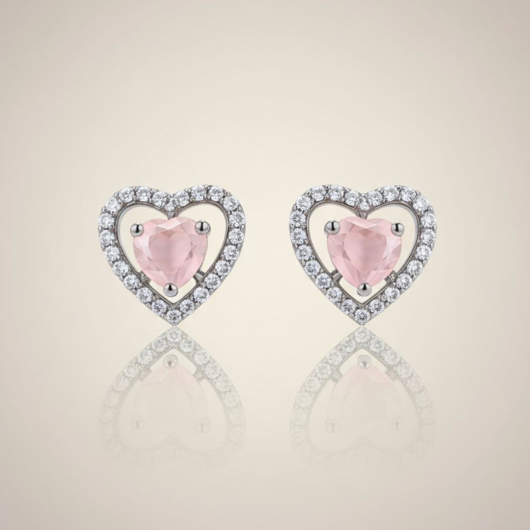 Heart Shape AD Stud Earrings for Women | Delicate Stone Stud Jewelry
