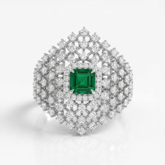 Green Cubic Zirconia Statement Ring for Women