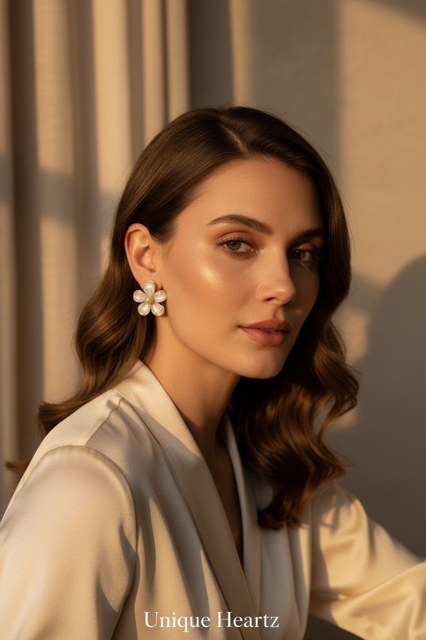 White Flower Stud Earrings
