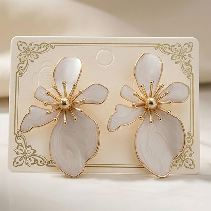 White Floral Earrings