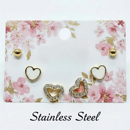 Minimal Heart Stud Earrings for Women | Stainless Steel Everyday Jewelry