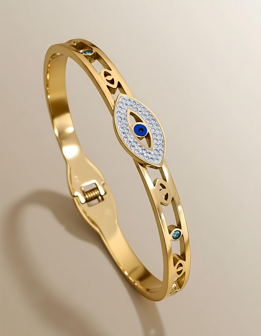 Classic Evil Eye Bangle Bracelet for Women | Stainless Steel & Stylish Jewelry