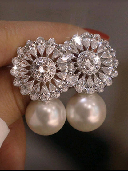 🤍Romantic Pearl Earrings - Delicate Silver Pearl Stud Earrings