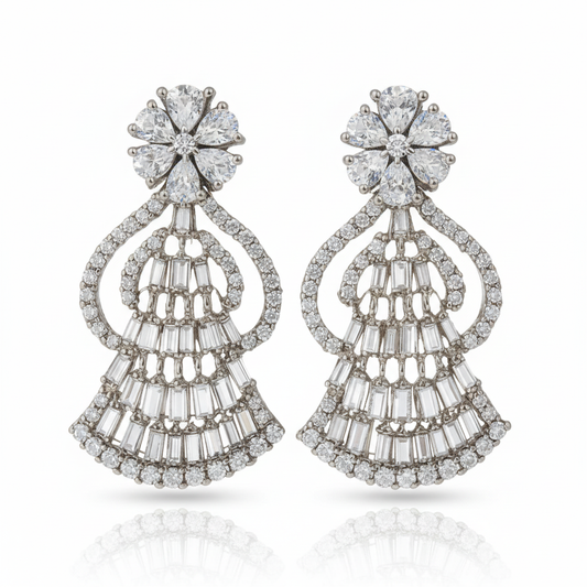 Premium AD Earrings - Brass Elegant Shape Studs for Stylish & Elegant Look