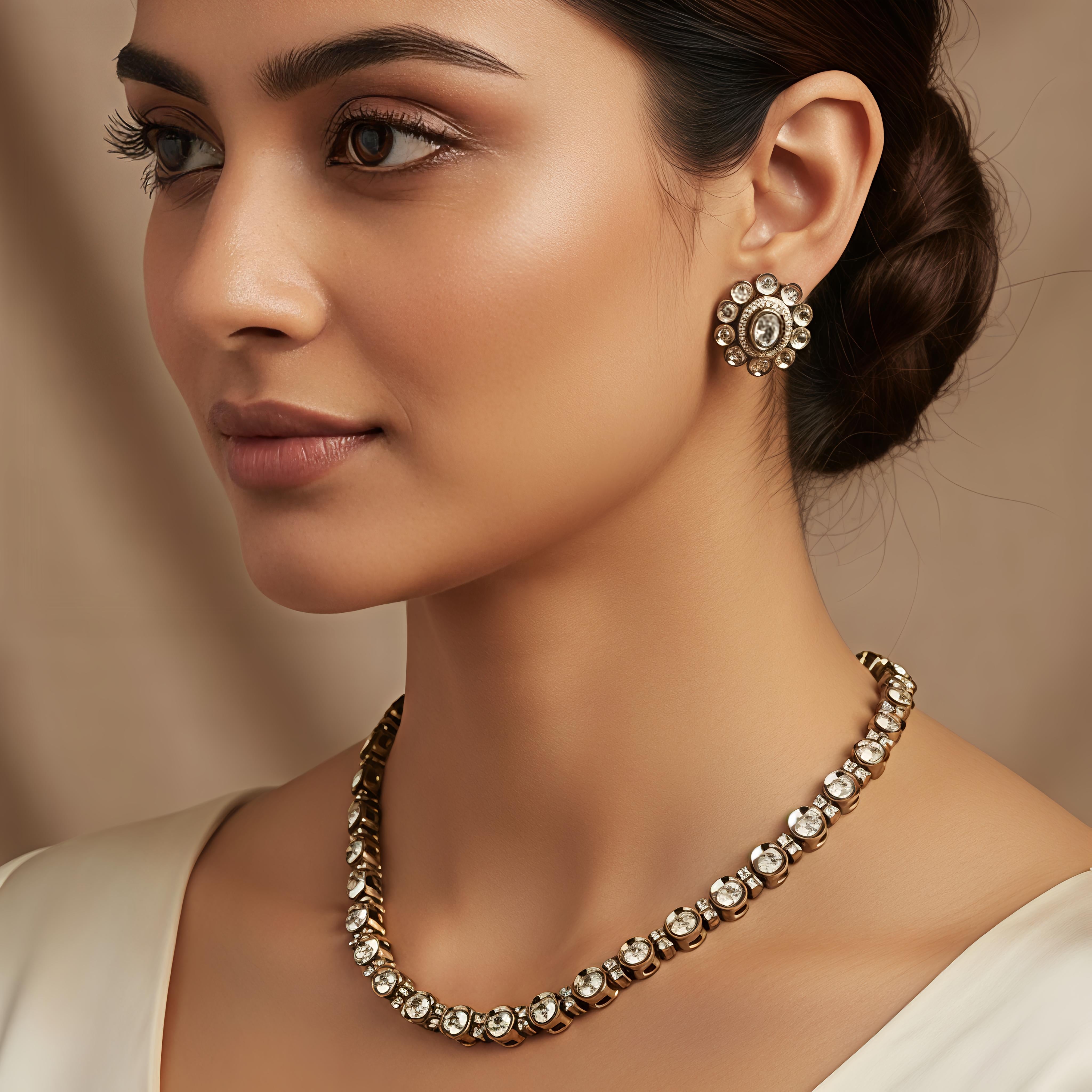 Traditional Indian Royal Radiance Stone Necklace – Dipped in Gold & Elegance