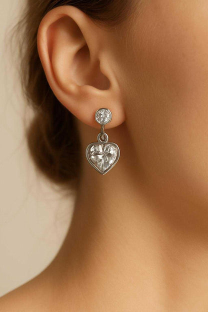 In Your Heart Drop Earrings – Silver Edition | Trendy Silver-Plated Zircon Earrings for Women