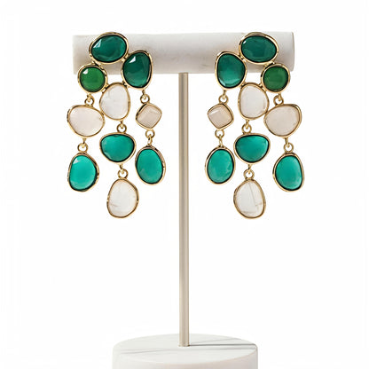 SET of 3 Gold Earrings| Combo Set for Women | Pearl Studs, Everyday Gold Earrings & Emerald Dangler | Anniversary Special