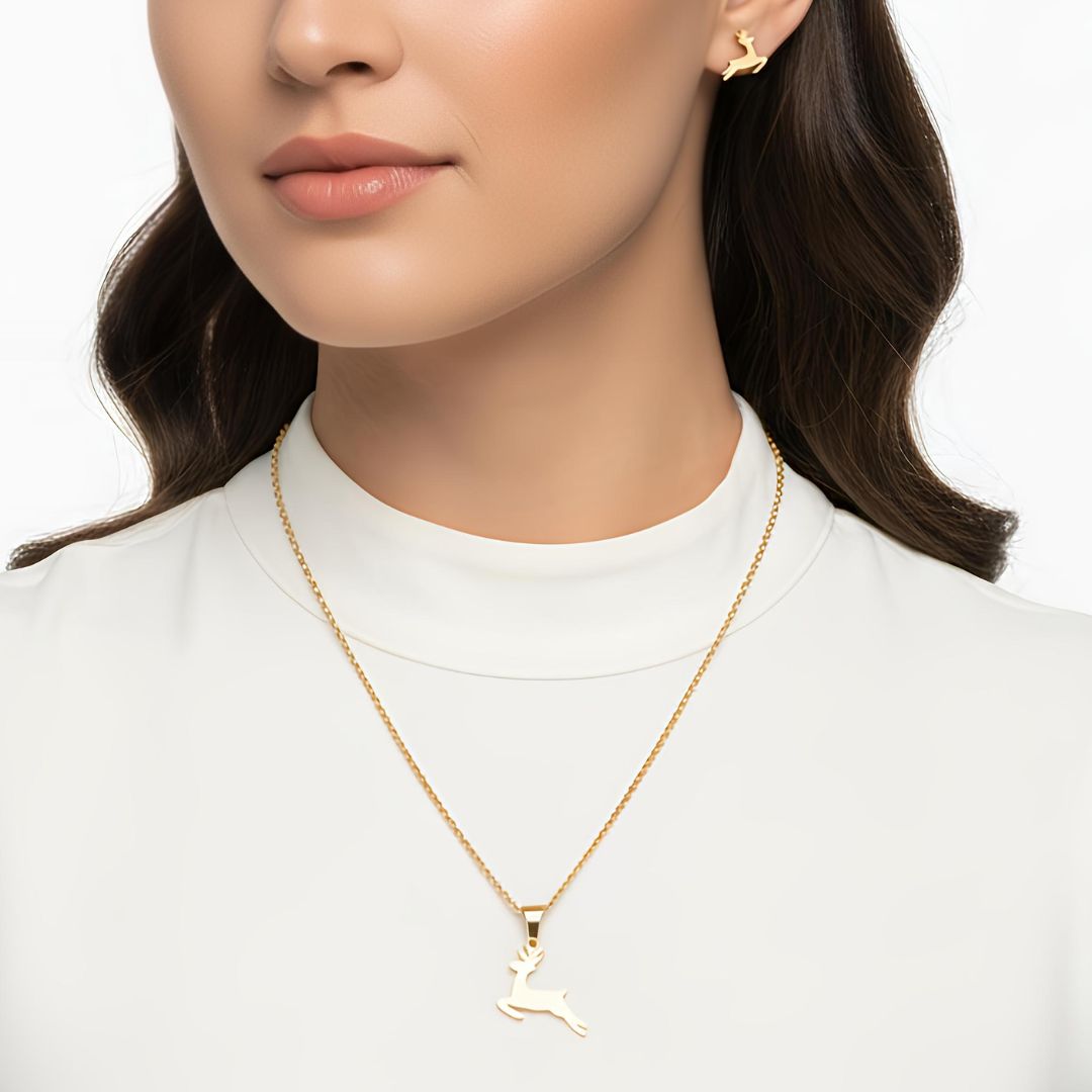 18K Gold Plating in Stainless Steel Minimal Pendant Set – Non-Tarnish, Waterproof 18K PVD Plating