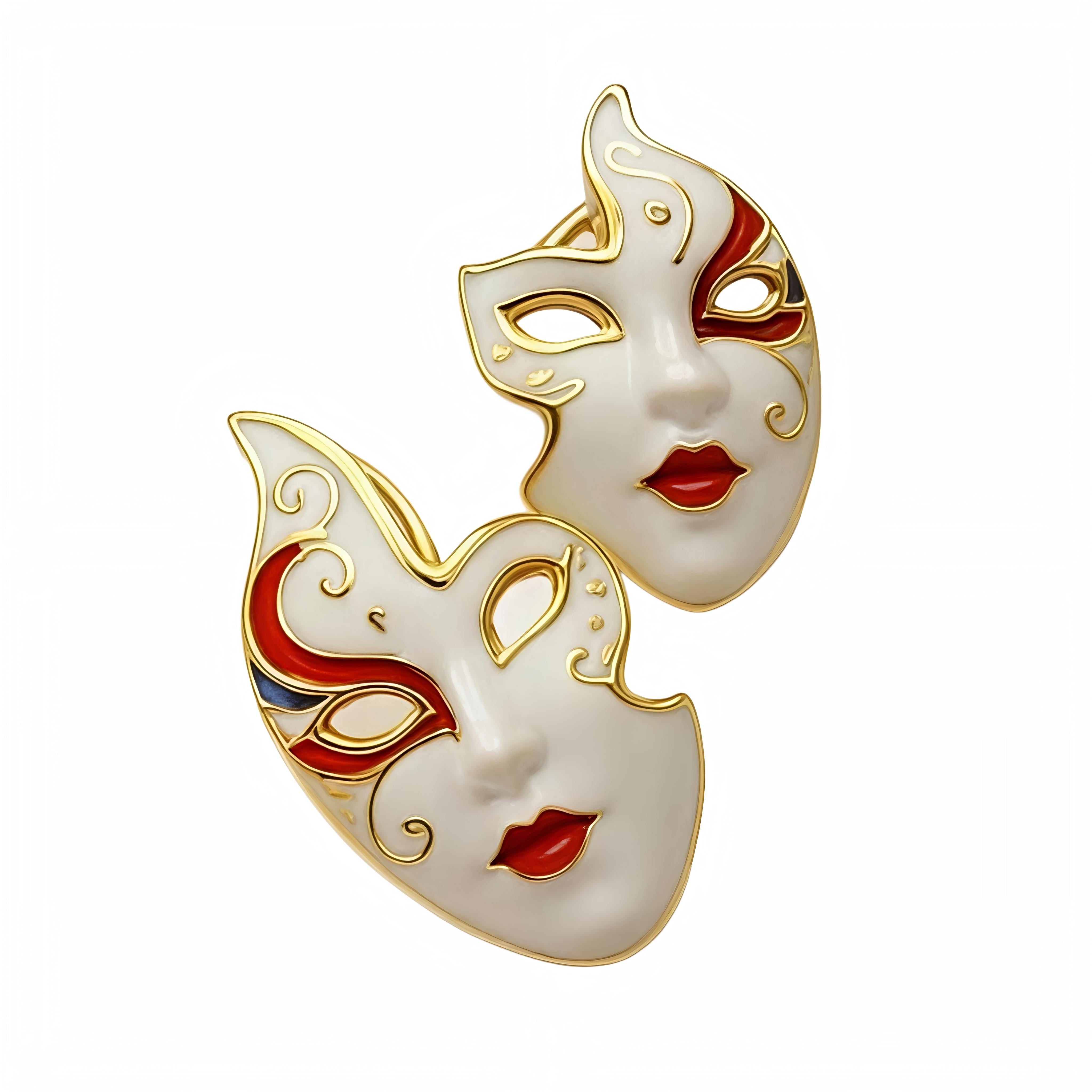 Gold Plating in Stainless Steel Premium Masquerade Stud Earrings