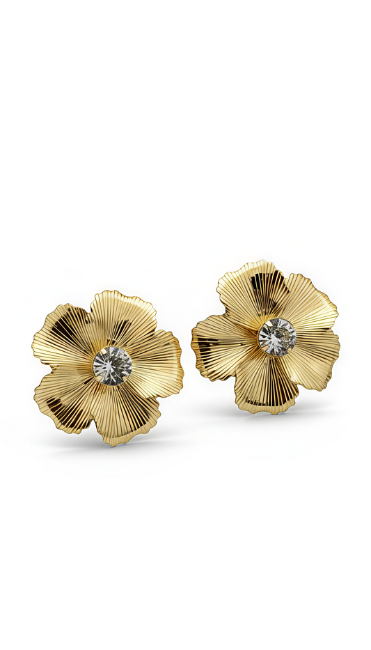 Bloom Statement Earrings - Gold Plated in Stainless Steel