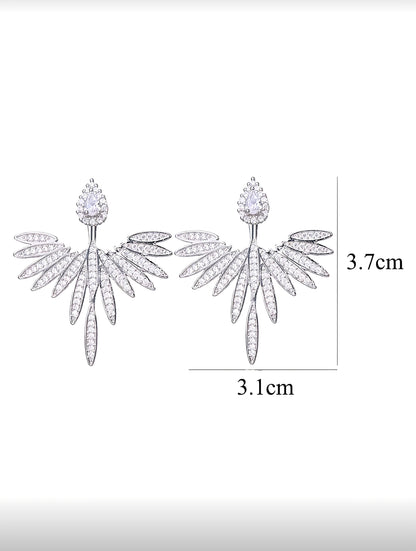 💎Luxury Cubic Zirconia Stud Earrings - Jacket Earring - Structured in Silver