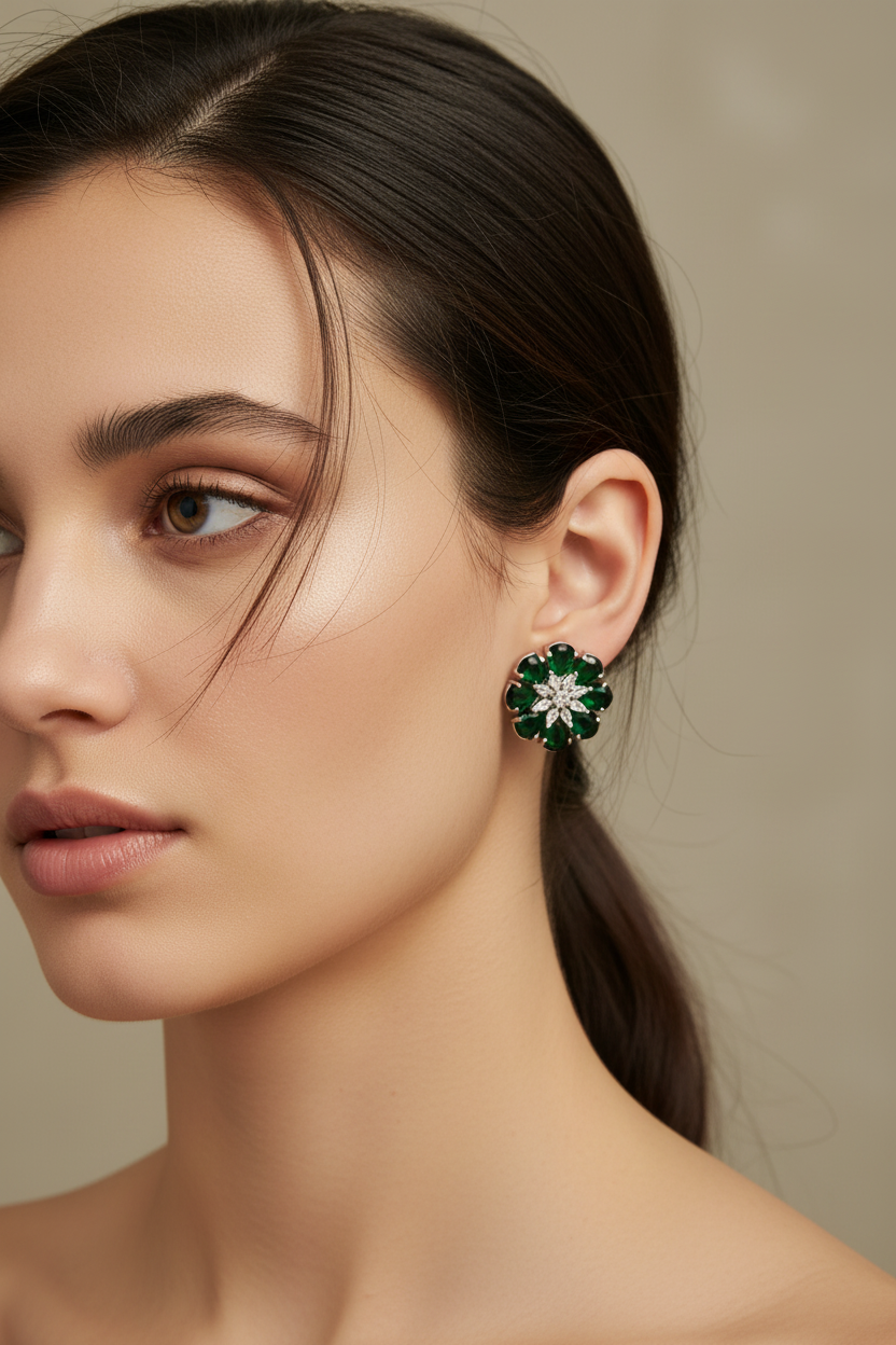 Floral Green Earrings